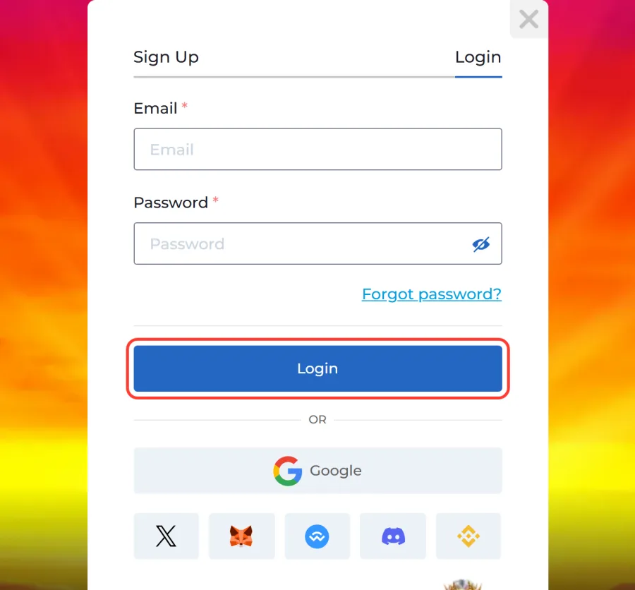 Blue Login button highlighted under the Forgot password? link